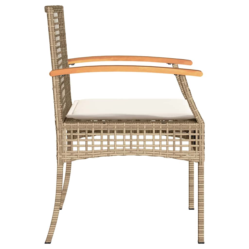 vidaXL Chaises de jardin avec coussins 4 pcs. Beige Résine tressée Bois d'acacia