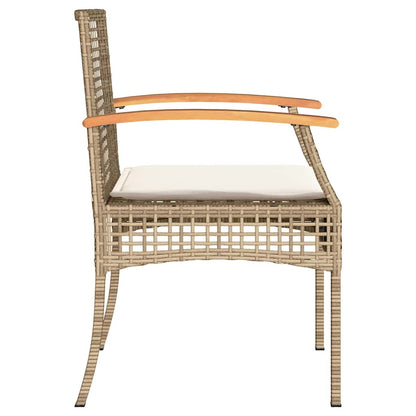 vidaXL Chaises de jardin avec coussins 4 pcs. Beige Résine tressée Bois d'acacia