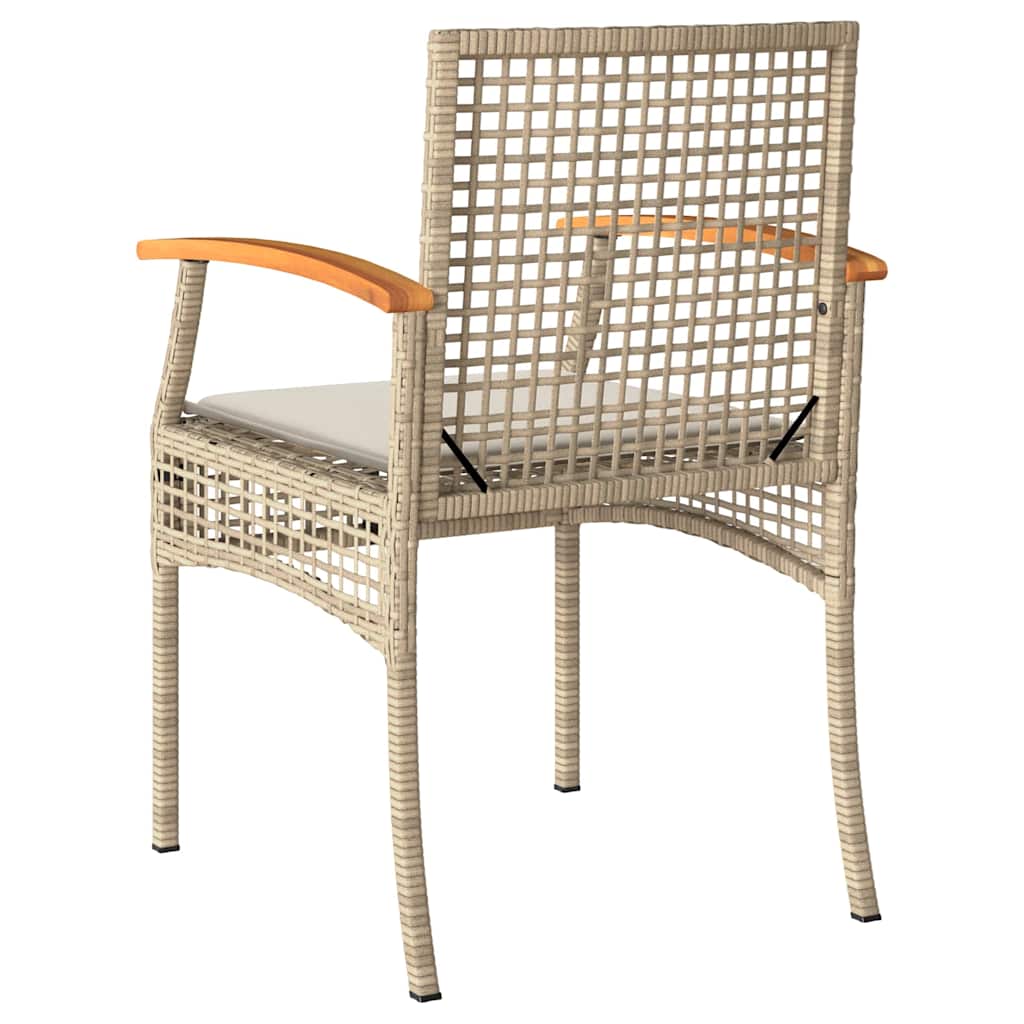 vidaXL Chaises de jardin avec coussins 4 pcs. Beige Résine tressée Bois d'acacia