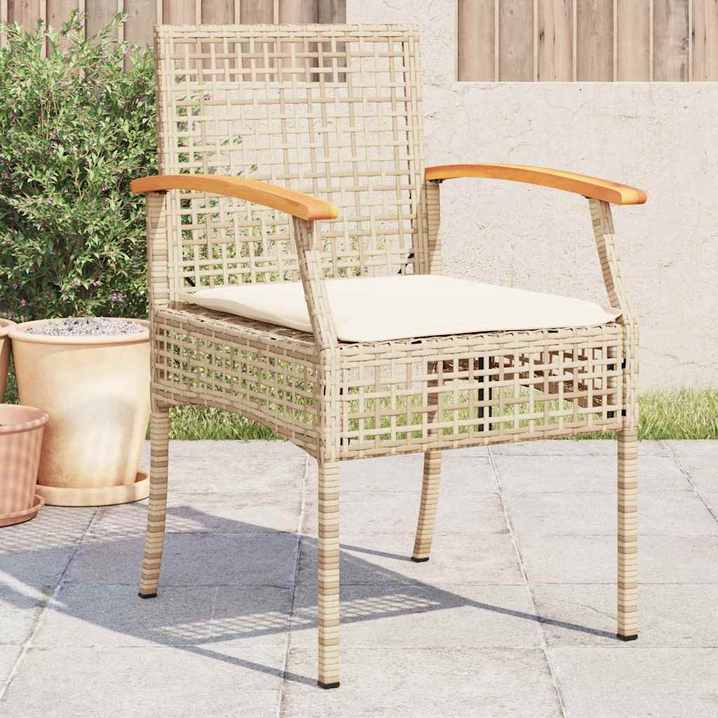 vidaXL Chaises de jardin avec coussins 4 pcs. Beige Résine tressée Bois d'acacia