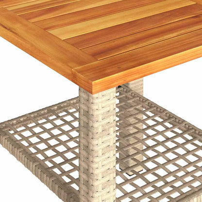 vidaXL 3-tlg. Bistro-Set mit Kissen Beige Poly Rattan Akazienholz
