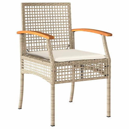 vidaXL 3-tlg. Bistro-Set mit Kissen Beige Poly Rattan Akazienholz