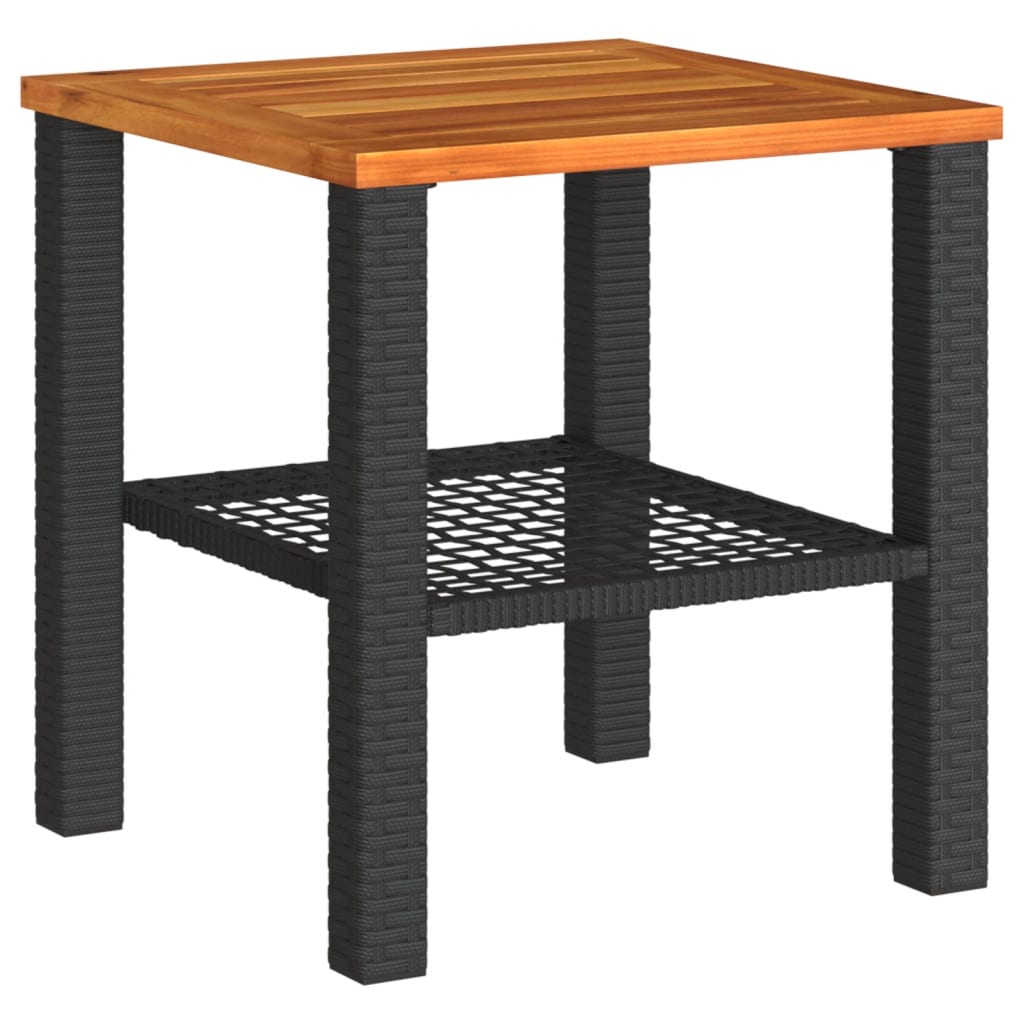 vidaXL Table de jardin noire 40x40x42 cm en rotin synthétique et bois d'acacia
