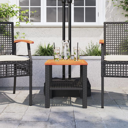 vidaXL Table de jardin noire 40x40x42 cm en rotin synthétique et bois d'acacia