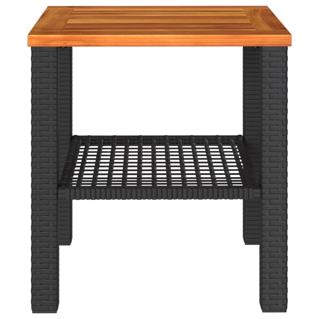 vidaXL Table de jardin noire 40x40x42 cm en rotin synthétique et bois d'acacia