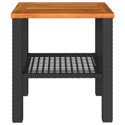 vidaXL Table de jardin noire 40x40x42 cm en rotin synthétique et bois d'acacia