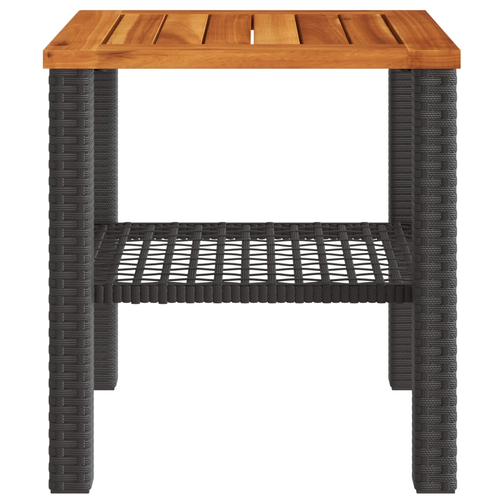 vidaXL Table de jardin noire 40x40x42 cm en rotin synthétique et bois d'acacia
