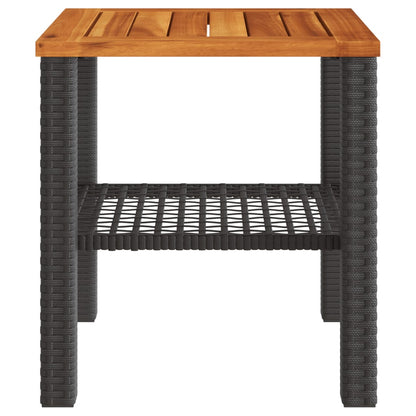 vidaXL Table de jardin noire 40x40x42 cm en rotin synthétique et bois d'acacia