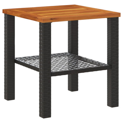 vidaXL Table de jardin noire 40x40x42 cm en rotin synthétique et bois d'acacia