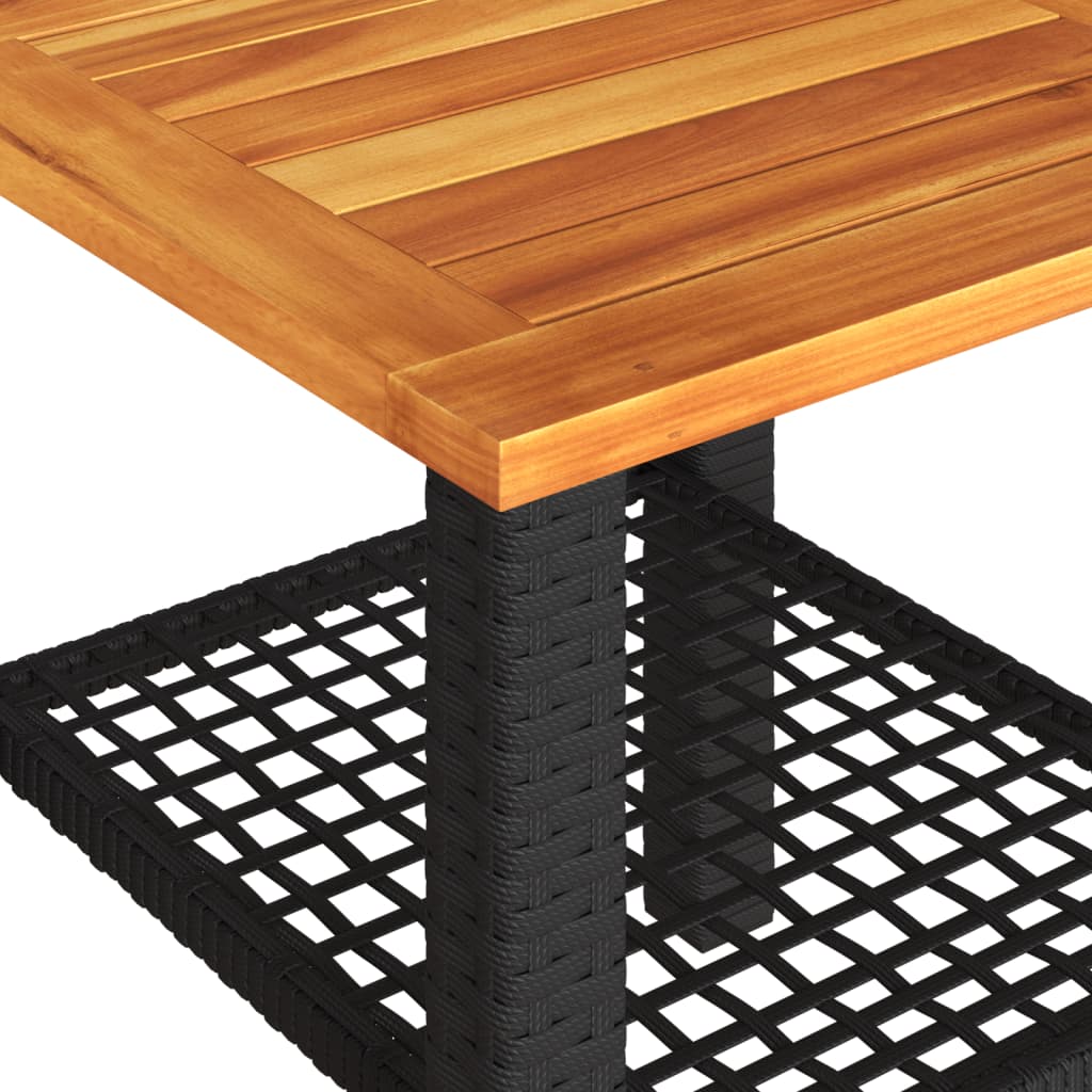 vidaXL Table de jardin noire 40x40x42 cm en rotin synthétique et bois d'acacia