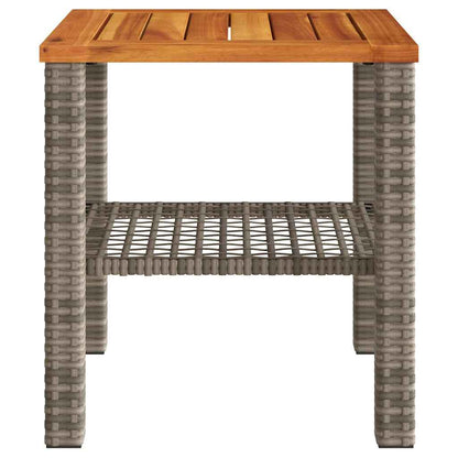 vidaXL Gartentisch Grau 40x40x42 cm Poly Rattan Akazienholz