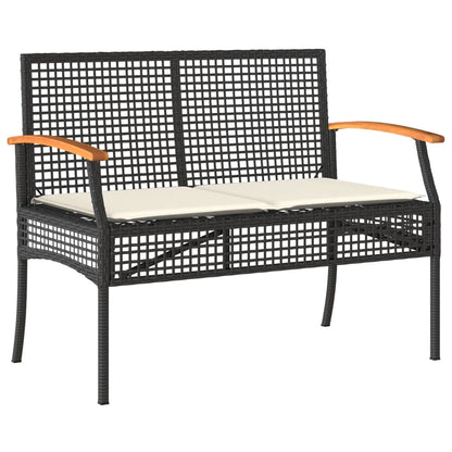 vidaXL Salon de jardin 4 pcs avec coussins Noir Résine tressée