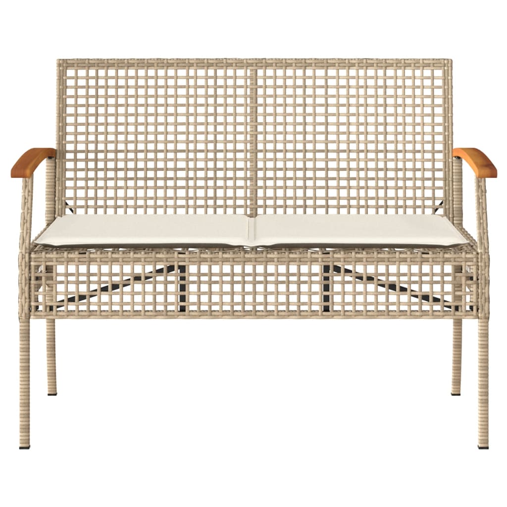 vidaXL 4-tlg. Garten-Lounge-Set mit Kissen Beige Poly Rattan
