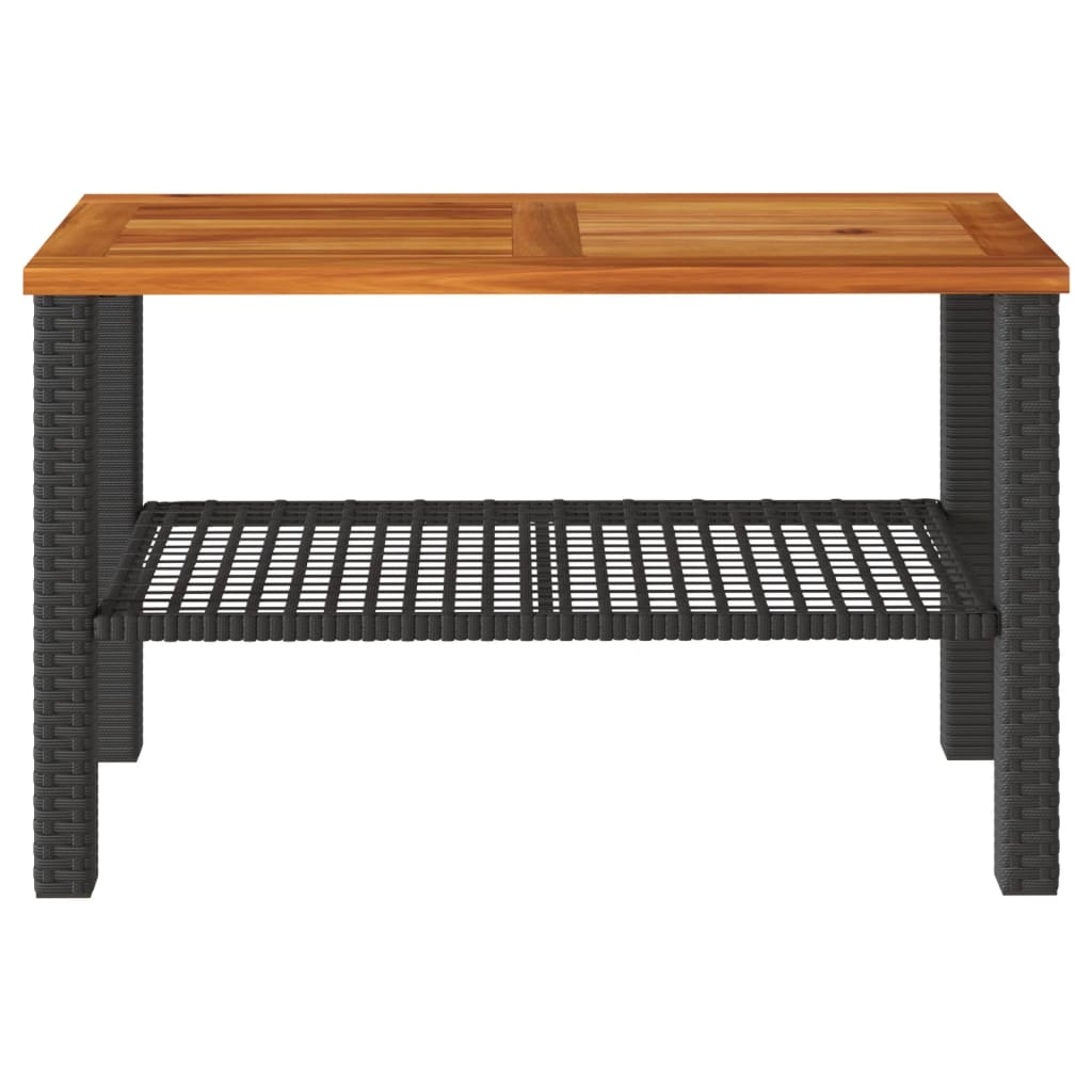 vidaXL Gartentisch Schwarz 70x38x42 cm Poly Rattan Akazienholz