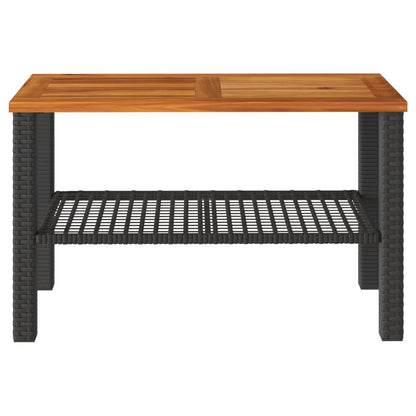 vidaXL Gartentisch Schwarz 70x38x42 cm Poly Rattan Akazienholz