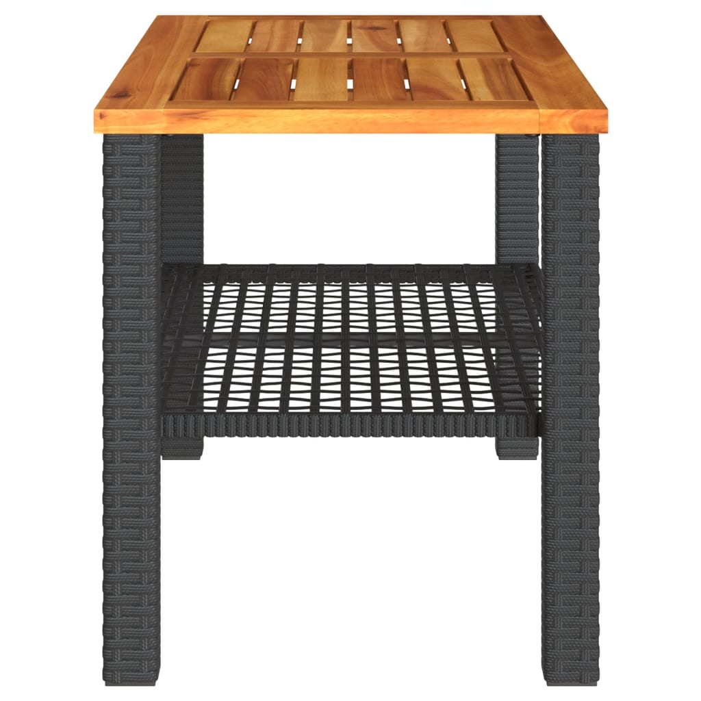 vidaXL Gartentisch Schwarz 70x38x42 cm Poly Rattan Akazienholz