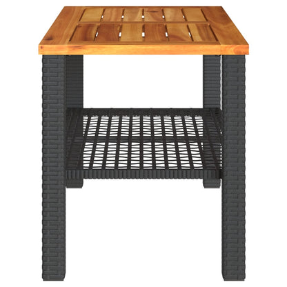 vidaXL Gartentisch Schwarz 70x38x42 cm Poly Rattan Akazienholz