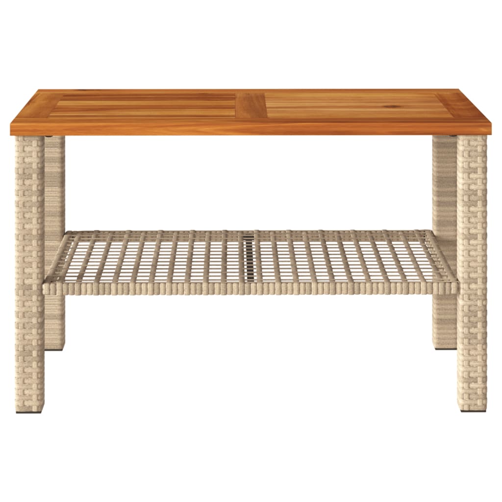 vidaXL Gartentisch Beige 70x38x42 cm Poly Rattan Akazienholz