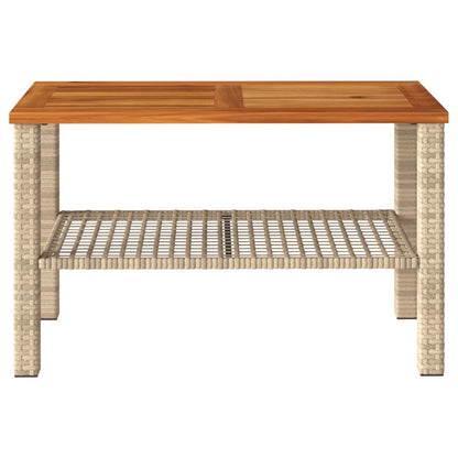 vidaXL Gartentisch Beige 70x38x42 cm Poly Rattan Akazienholz