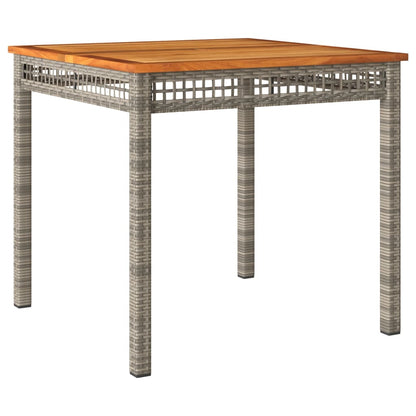 vidaXL Gartentisch Grau 80x80x75 cm Poly Rattan Akazienholz