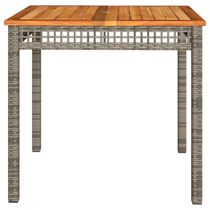 vidaXL Gartentisch Grau 80x80x75 cm Poly Rattan Akazienholz