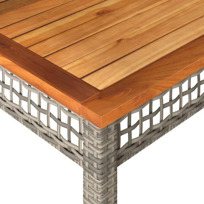 vidaXL Gartentisch Grau 80x80x75 cm Poly Rattan Akazienholz