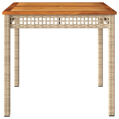 vidaXL Table de jardin beige 80x80x75 cm en résine tressée et bois d'acacia