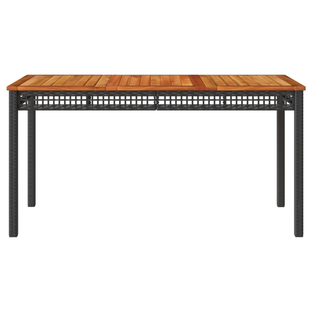 vidaXL Gartentisch Schwarz 140x80x75 cm Poly Rattan Akazienholz