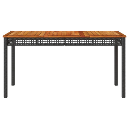 vidaXL Gartentisch Schwarz 140x80x75 cm Poly Rattan Akazienholz