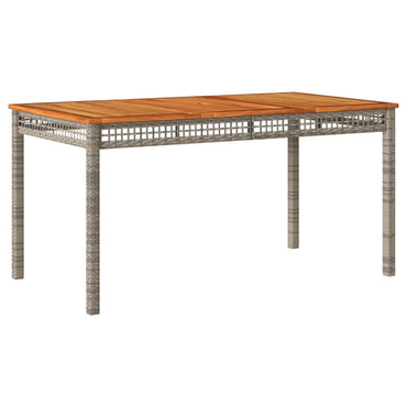 vidaXL Table de jardin Gris 140x80x75 cm Résine tressée Bois d'acacia