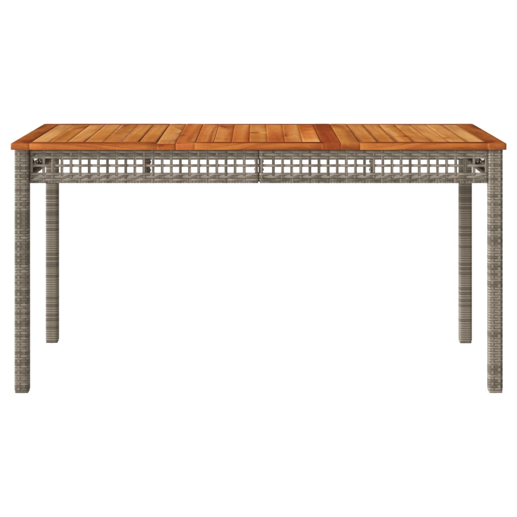 vidaXL Table de jardin Gris 140x80x75 cm Résine tressée Bois d'acacia