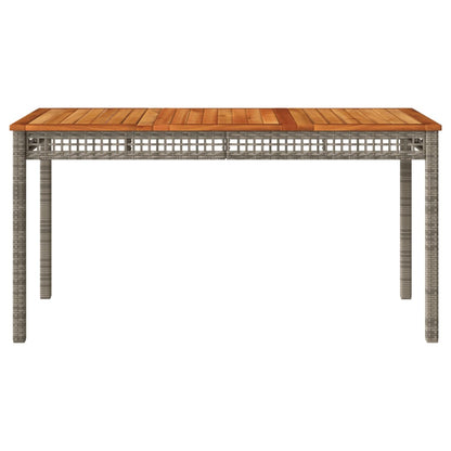 vidaXL Table de jardin Gris 140x80x75 cm Résine tressée Bois d'acacia
