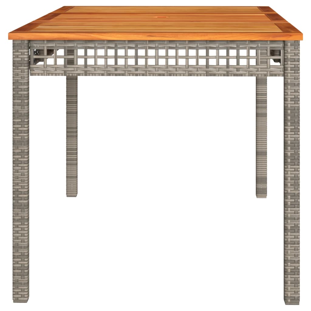 vidaXL Table de jardin Gris 140x80x75 cm Résine tressée Bois d'acacia