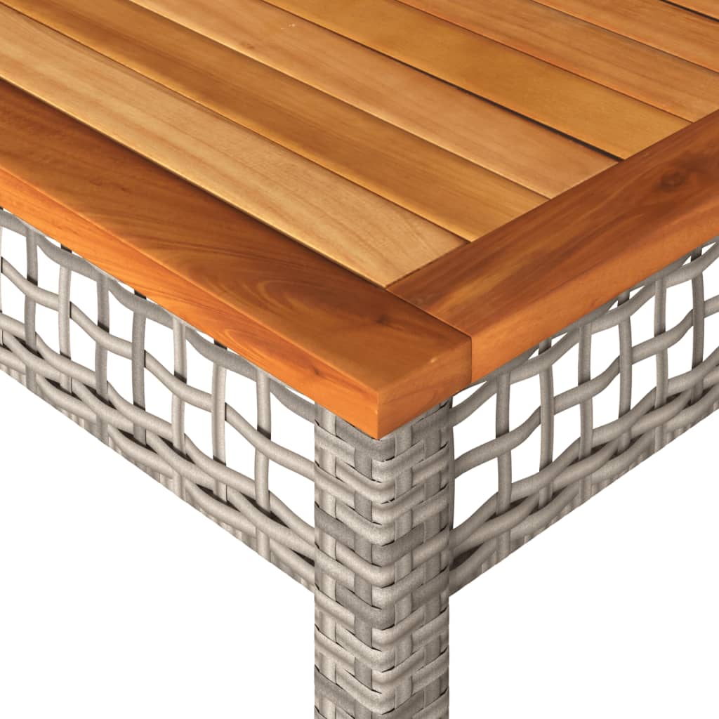 vidaXL Table de jardin Gris 140x80x75 cm Résine tressée Bois d'acacia