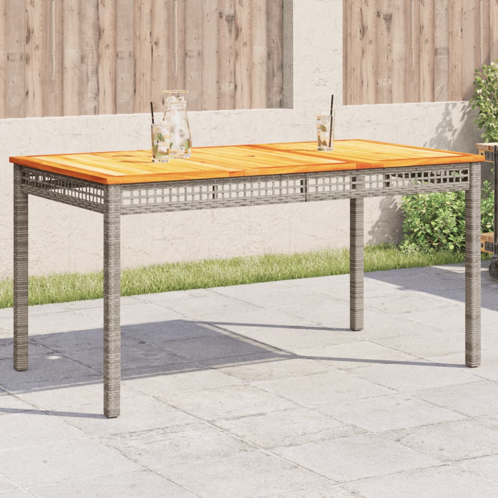 vidaXL Table de jardin Gris 140x80x75 cm Résine tressée Bois d'acacia