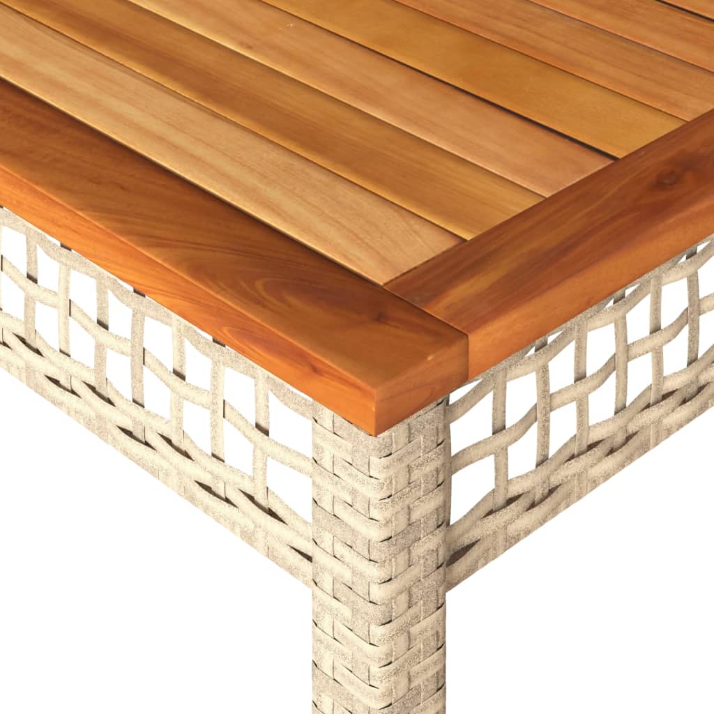 vidaXL Gartentisch Beige 140x80x75 cm Poly Rattan Akazienholz