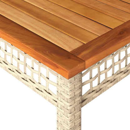 vidaXL Gartentisch Beige 140x80x75 cm Poly Rattan Akazienholz