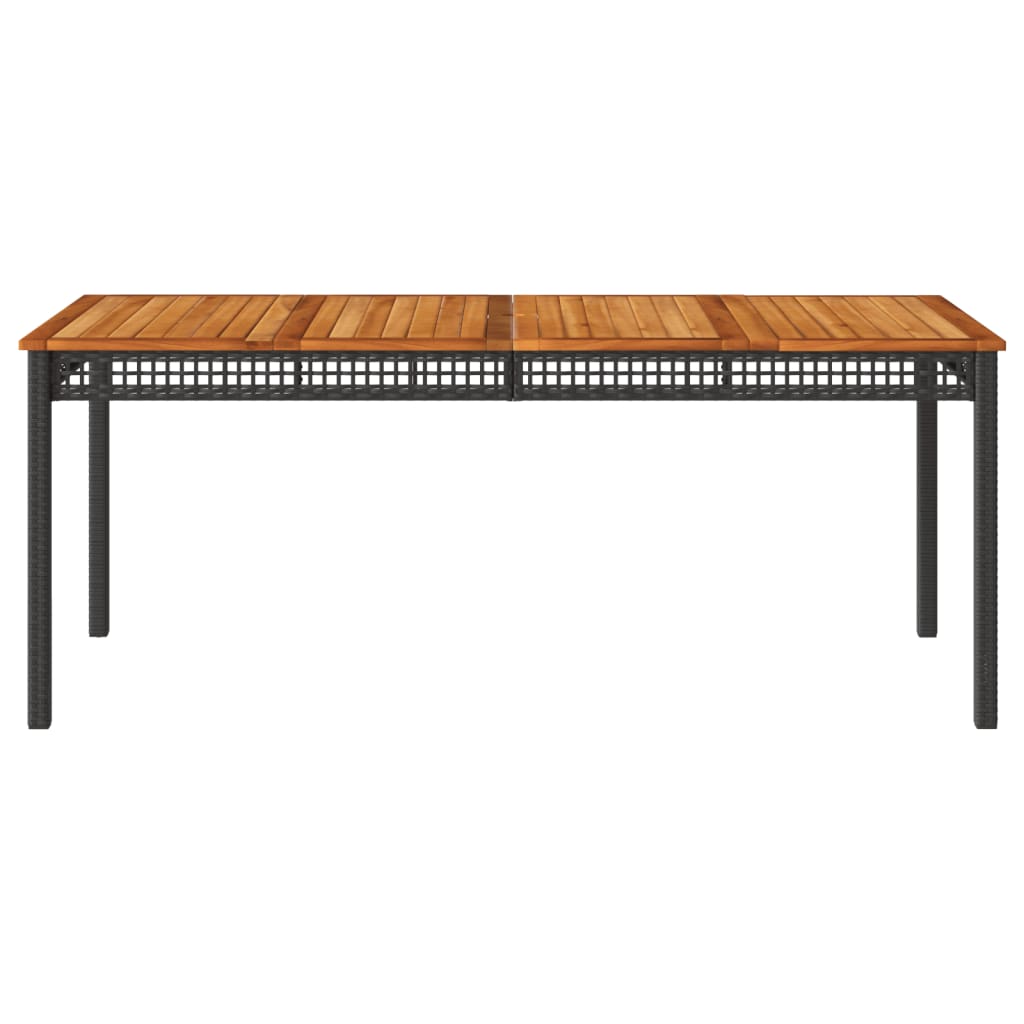 vidaXL Gartentisch Schwarz 180x90x75 cm Poly Rattan Akazienholz