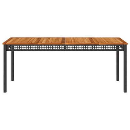 vidaXL Gartentisch Schwarz 180x90x75 cm Poly Rattan Akazienholz