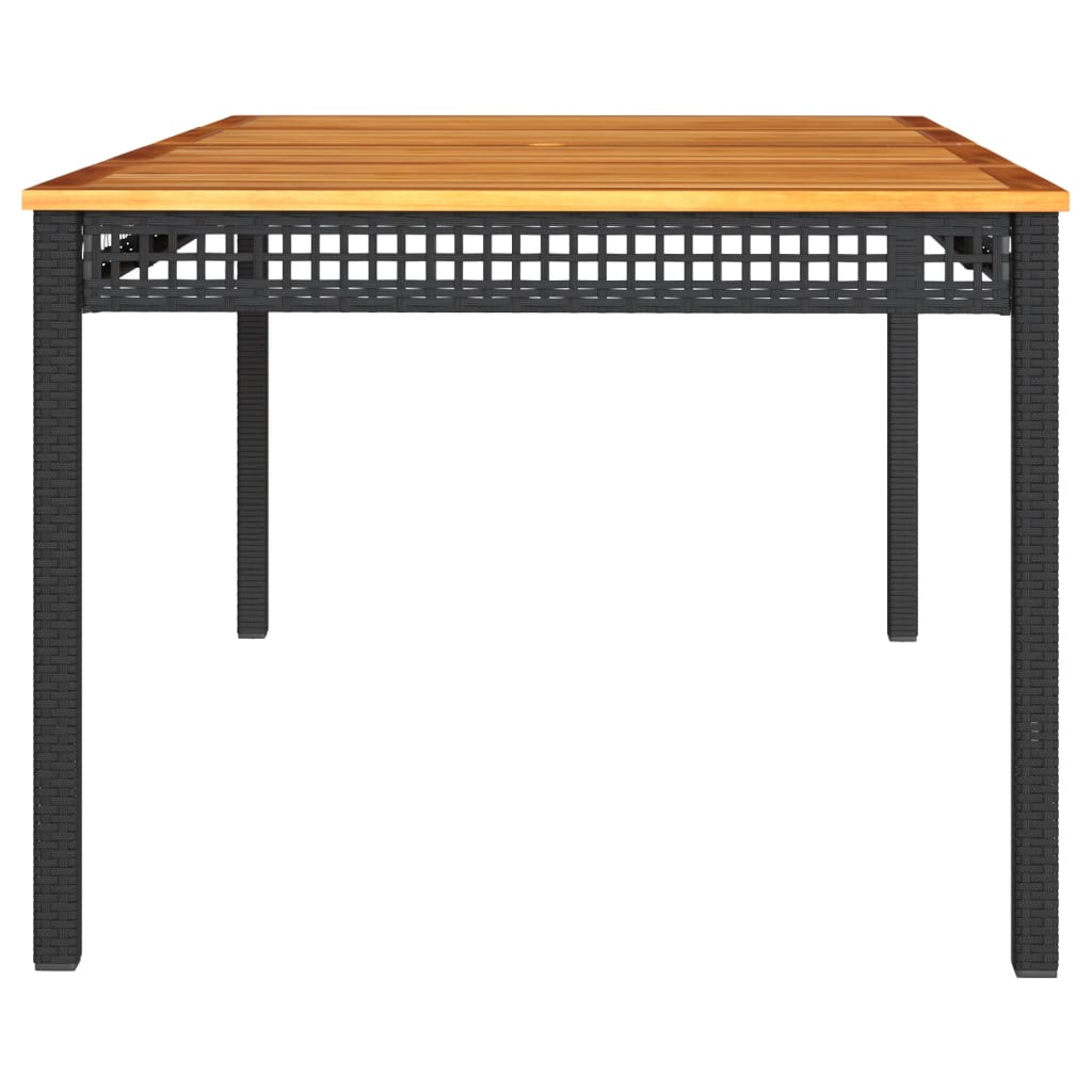 vidaXL Gartentisch Schwarz 180x90x75 cm Poly Rattan Akazienholz