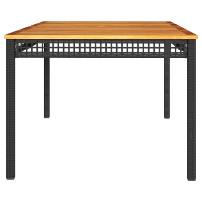 vidaXL Gartentisch Schwarz 180x90x75 cm Poly Rattan Akazienholz