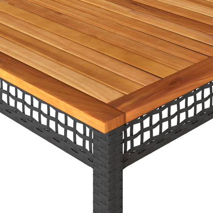 vidaXL Gartentisch Schwarz 180x90x75 cm Poly Rattan Akazienholz
