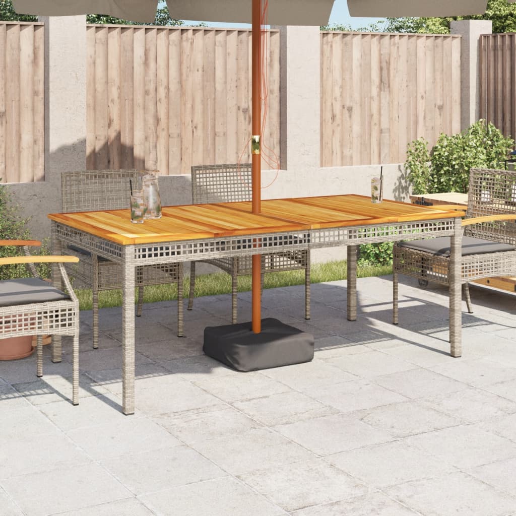 vidaXL Table de jardin gris 180x90x75 cm résine tressée bois d'acacia
