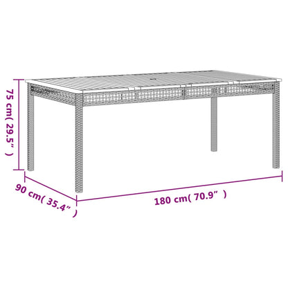 vidaXL Table de jardin gris 180x90x75 cm résine tressée bois d'acacia