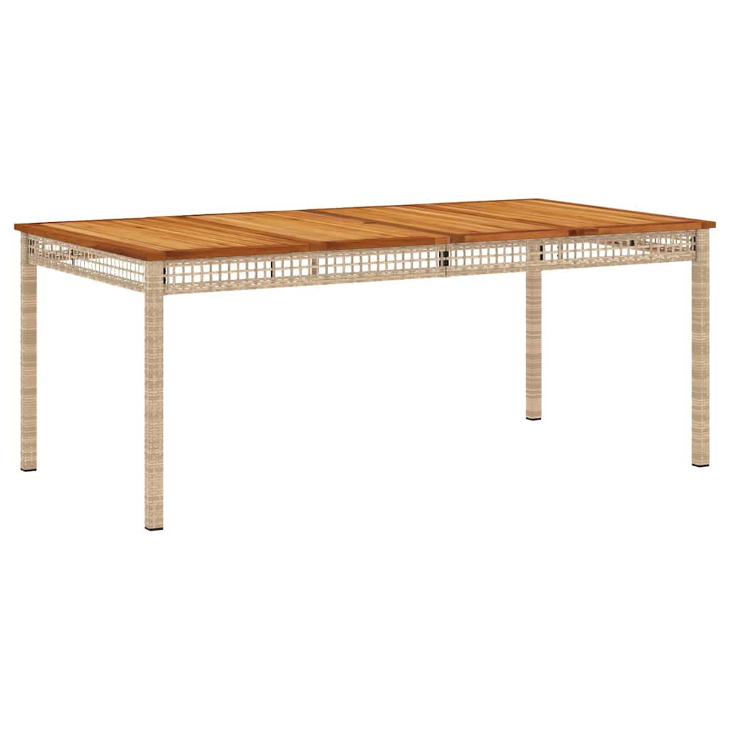 vidaXL Table de jardin beige 180x90x75 cm en résine tressée et bois d'acacia