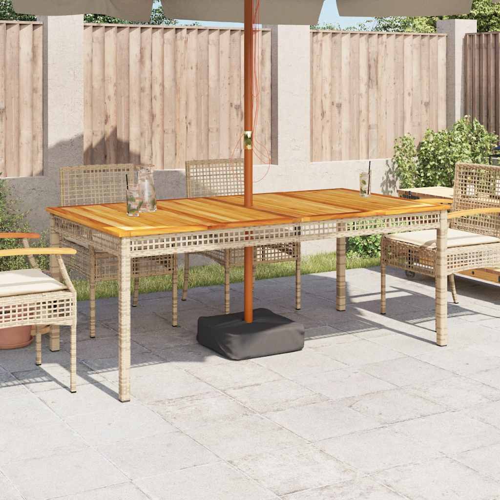 vidaXL Table de jardin beige 180x90x75 cm en résine tressée et bois d'acacia