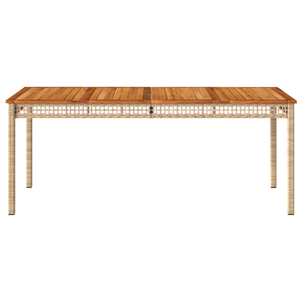 vidaXL Table de jardin beige 180x90x75 cm en résine tressée et bois d'acacia