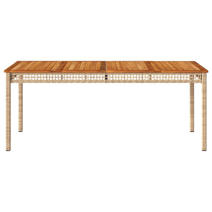 vidaXL Table de jardin beige 180x90x75 cm en résine tressée et bois d'acacia