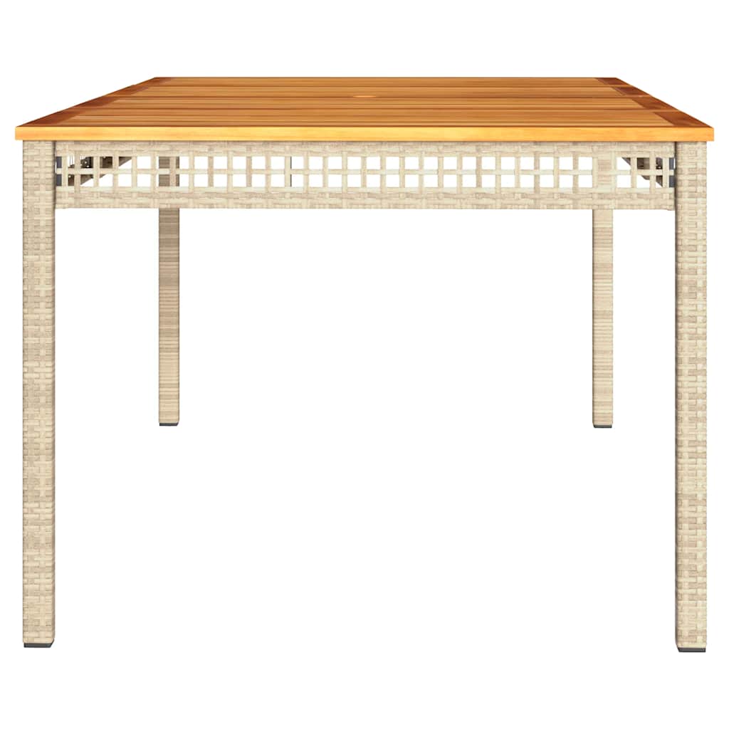 vidaXL Table de jardin beige 180x90x75 cm en résine tressée et bois d'acacia