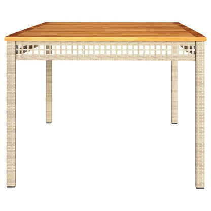 vidaXL Table de jardin beige 180x90x75 cm en résine tressée et bois d'acacia